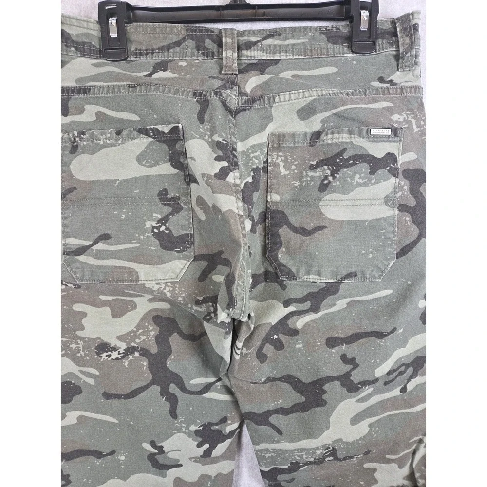Signature By Levi S67 Pants Mens 32x30 Green Camo Athletic Utility Taper Stretch